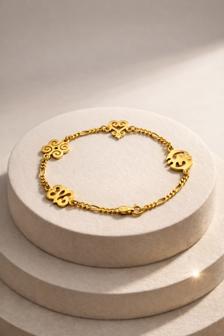 Dainty Gold Adinkra Link Bracelet